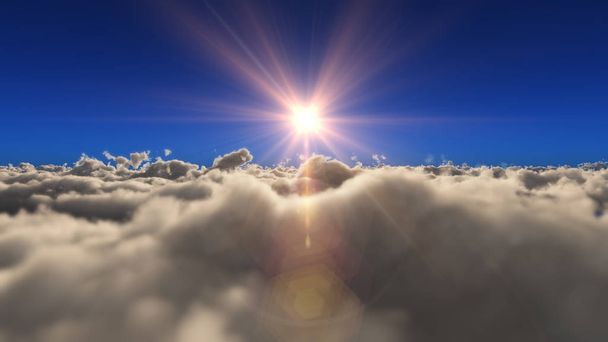 vliegen wolken zon ray - Foto, afbeelding