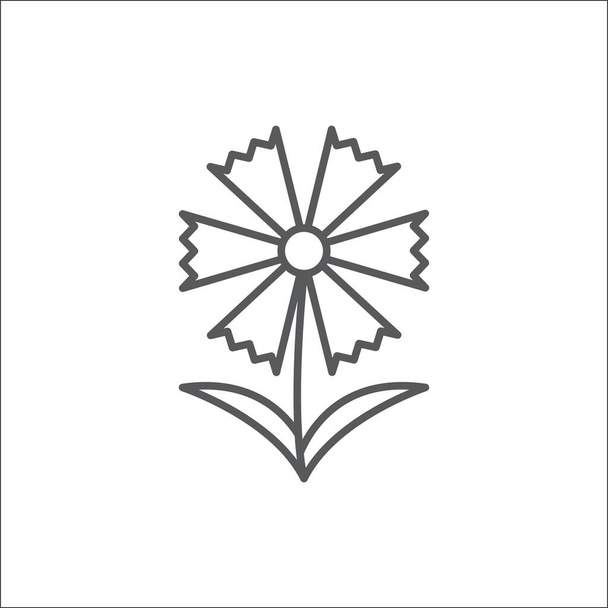 Cornflower muokattavissa ääriviivat kuvake - pikseli täydellinen symboli kesän kukinnan kasvi ohut viiva taiteen tyyli eristetty valkoisella pohjalla. Kaunis kentaurea syanus kukka elementti vektori kuva
. - Vektori, kuva
