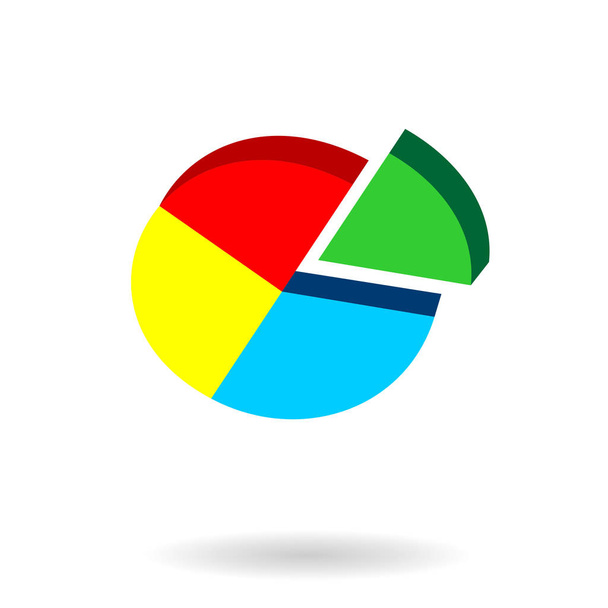 Round diagram pie with shadow. Vector business icon. - Vector, afbeelding