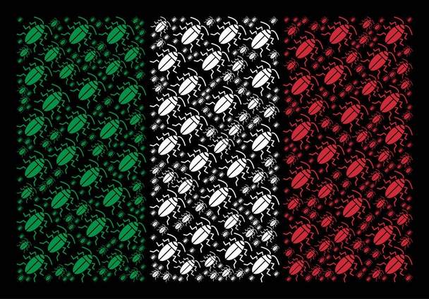 Italiaanse vlag patroon van iconen van de kakkerlak - Vector, afbeelding