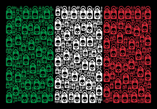 Italian lippu kollaasi kuoleman Skull Tag kuvakkeet
 - Vektori, kuva