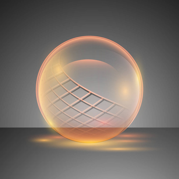 Vector illustration of transparent clear shiny crystal ball logo. - Vector, imagen