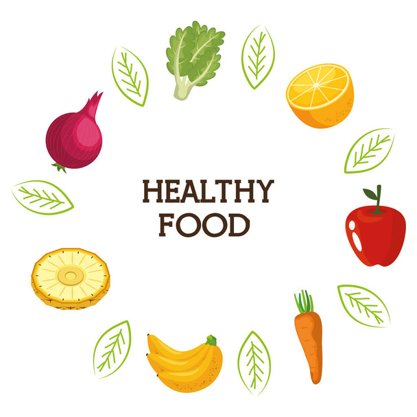 φρούτα και λαχανικά υγιεινή διατροφή - Διάνυσμα, εικόνα