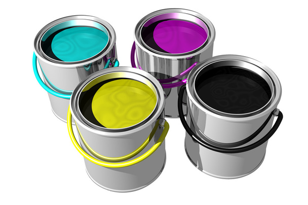CMYK paint cans - Photo, Image
