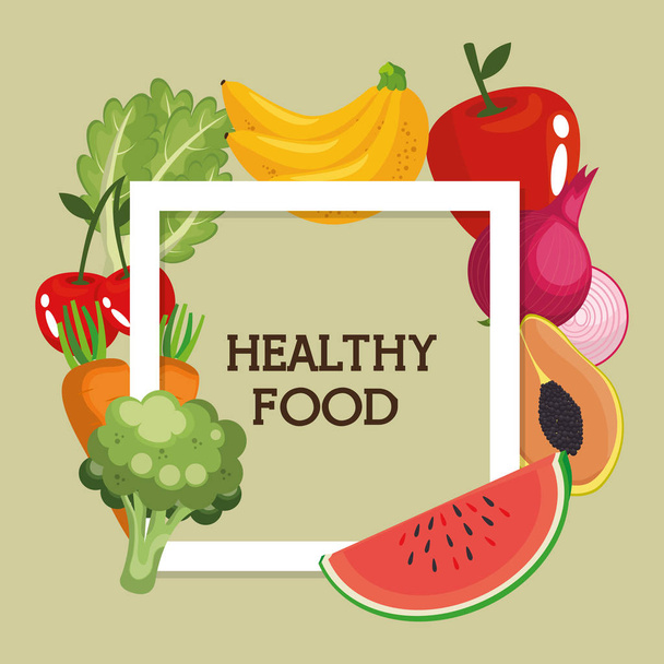 fruits and vegetables healthy food - Vector, Imagen