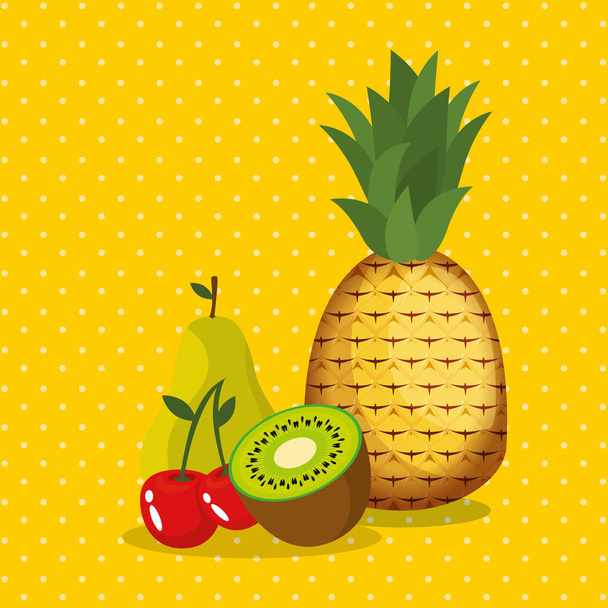 frutas frescas alimentos saludables
 - Vector, imagen