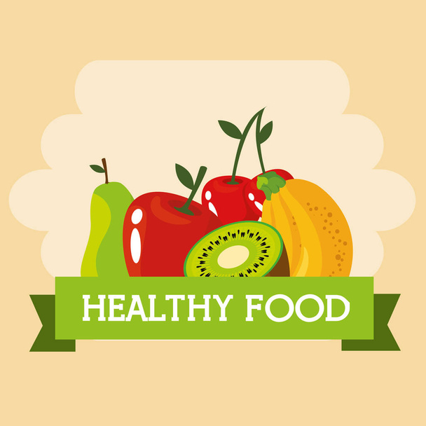 fresh fruits healthy food - Vector, Imagen