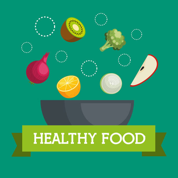 frutas y verduras alimentos saludables - Vector, Imagen