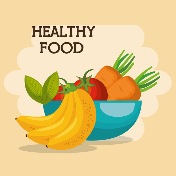 fruits and vegetables healthy food - Vector, Image