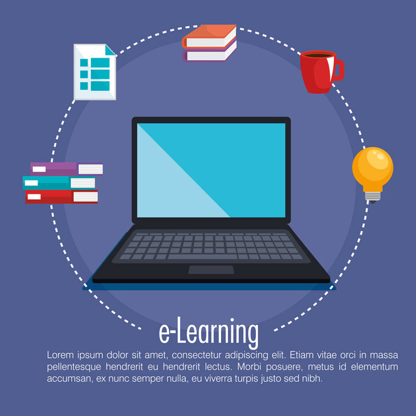 elektronische onderwijs met laptop - Vector, afbeelding
