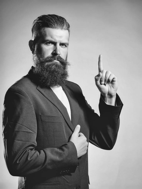 Bearded handsome man in jacket - 写真・画像