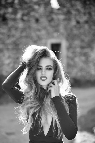 Sexy young woman with long hair - Zdjęcie, obraz