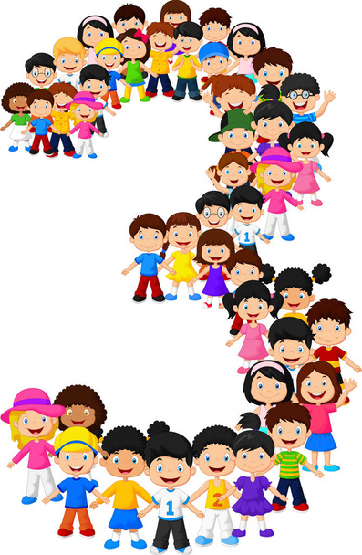 Little kids form number three - Vector, Image