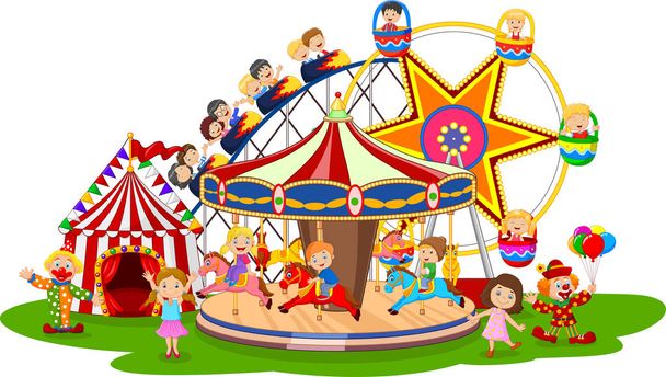 Ilustracja karton amusement Park - Wektor, obraz