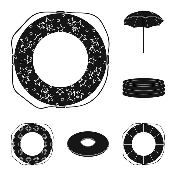 Multicolored swimming circle black icons in set collection for design. Different lifebuoysvector symbol stock web illustration. - Vektör, Görsel
