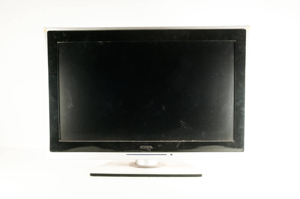 TV LCD preto monitor de tela fina no fundo branco - Foto, Imagem