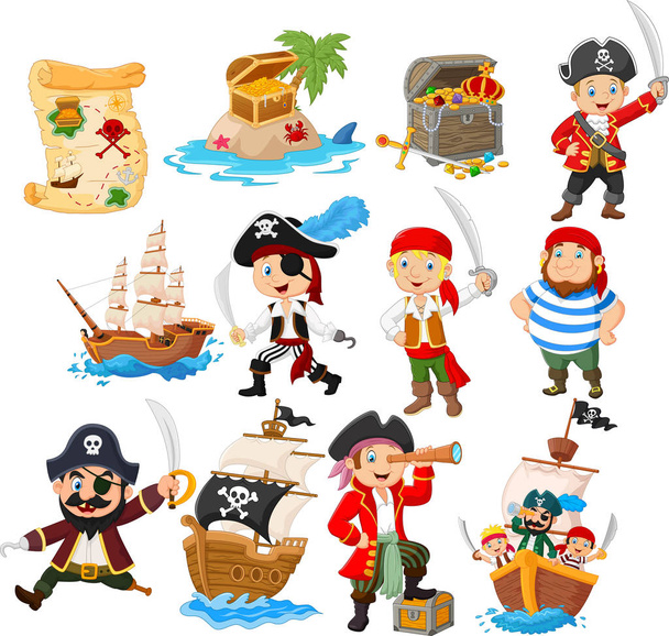 Verzameling van cartoon piraat - Vector, afbeelding
