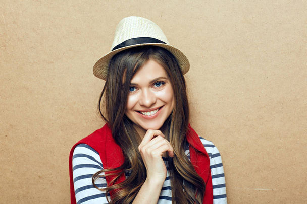 portrait of young smiling woman in teenager style - Φωτογραφία, εικόνα