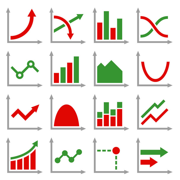 Diagrams and Graphs Icons Set. Vector - Vector, afbeelding