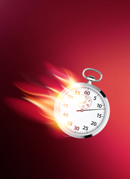 Flaming clock. Faster business concept. Realistic 3d illustration - Photo, Image