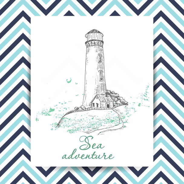 Marine Holidays cards with Lighthouse - Vector, imagen