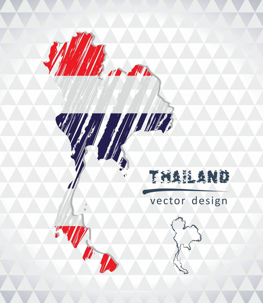 Mapa de Tailandia con mapa dibujado a mano pluma dentro. Ilustración vectorial
 - Vector, Imagen