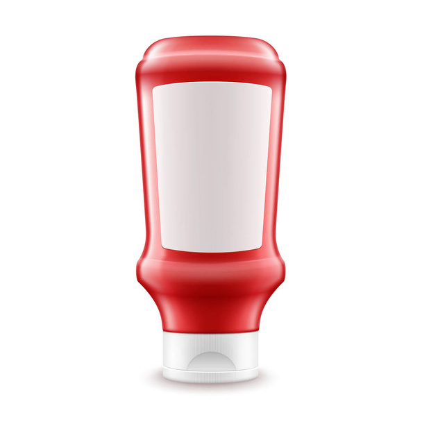 Вектор Бланк Пластикова пляшка червоного помідора Кетчуп для брендингу з білою лейблом Ізольовані на білому тлі
 - Вектор, зображення