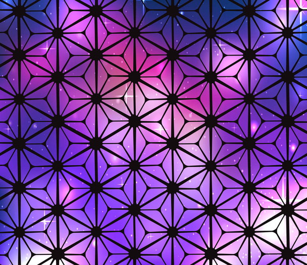 Cosmic stained glass background with flowers. Vector background for your creativity - Vektori, kuva