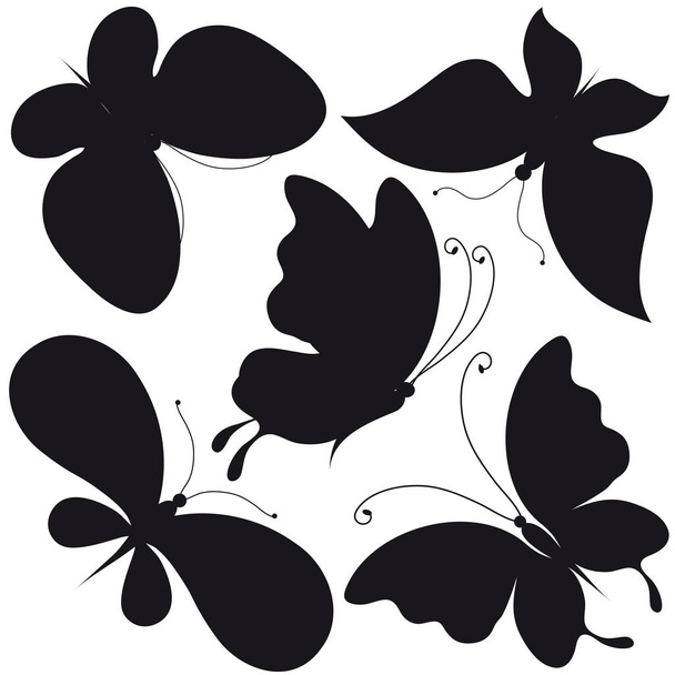 Векторні ілюстрації чорних метеликів ізольовані на білому тлі
 - Вектор, зображення