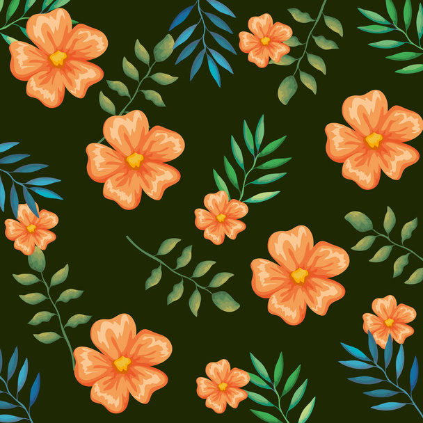 flowers and leafs garden pattern background - Вектор, зображення