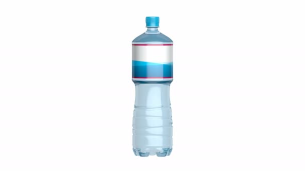 Woda butelkowana obraca się na białym tle - Materiał filmowy, wideo