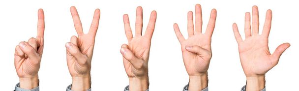 Рука человека, считая раз, два, три, четыре и пять
 - Фото, изображение