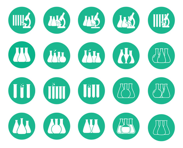 Set of vector illustration of chemical lab icons. - Vektor, Bild