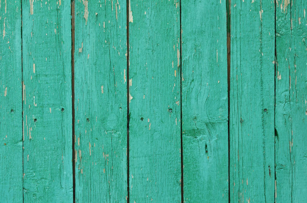 Pure wooden boards with bright green paint, texture. Background, wallpaper - Photo, Image