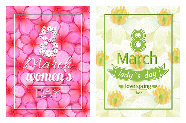 Ladies Day Love Spring 8 March Calligraphy Print - Vector, Imagen