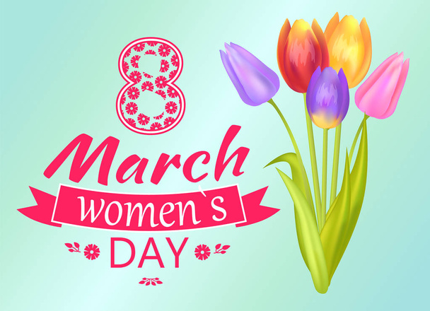 8 March Womens Day Placard Vector Illustration - Vetor, Imagem
