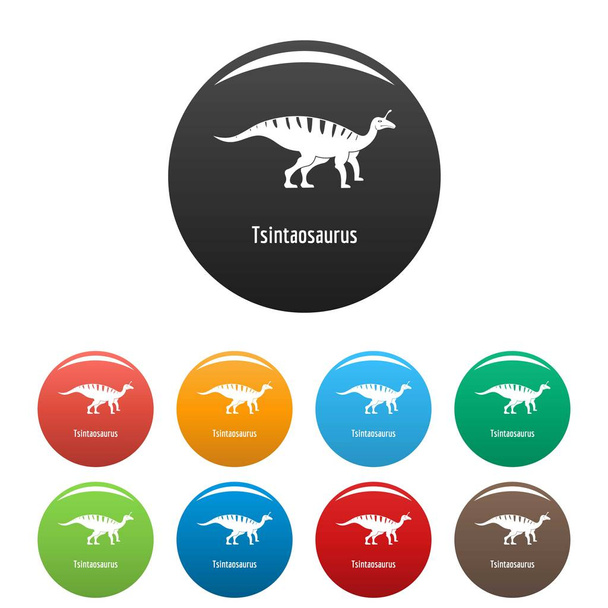 Tsintaosaurus icons set color vector - Vecteur, image