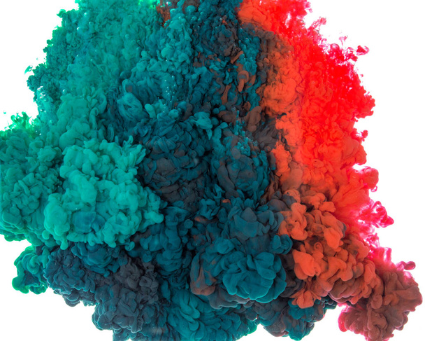 Peinture abstraite fond éclaboussure d'encre multicolore dans l'eau isolée sur fond blanc
 - Photo, image