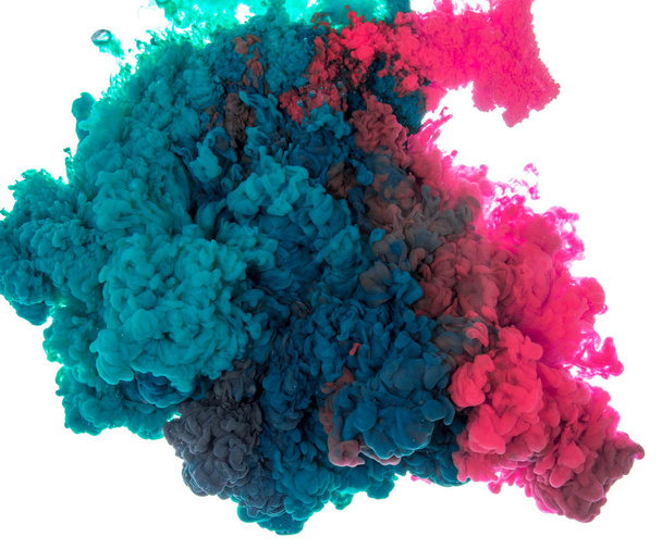 Peinture abstraite fond éclaboussure d'encre multicolore dans l'eau isolée sur fond blanc
 - Photo, image