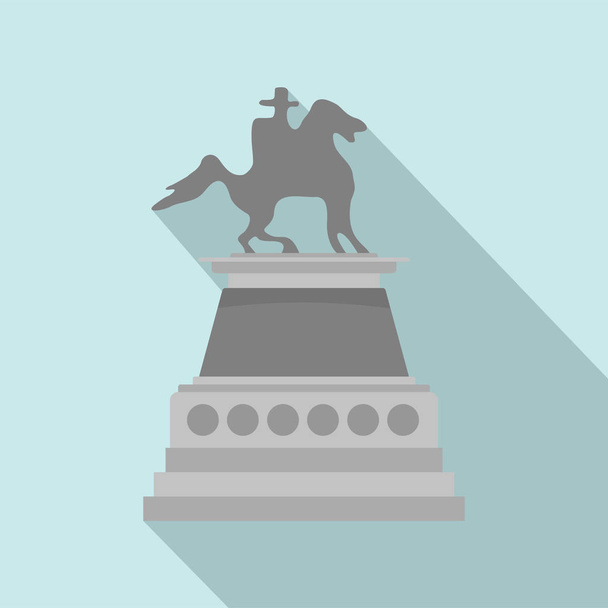 Ο άνθρωπος στο εικονίδιο άγαλμα αλόγου, επίπεδη στυλ - Διάνυσμα, εικόνα