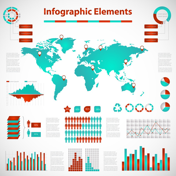 Set elements of infographics red-blue - Vector, afbeelding
