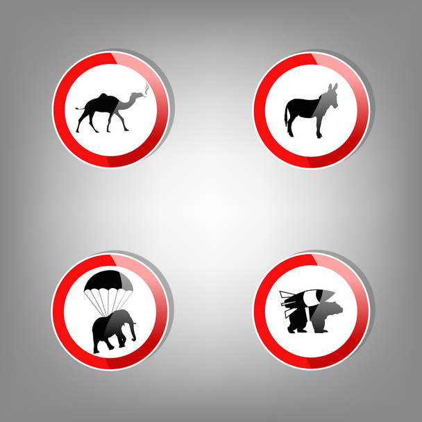 Señales de advertencia animal - ilustración vectorial
 - Vector, Imagen