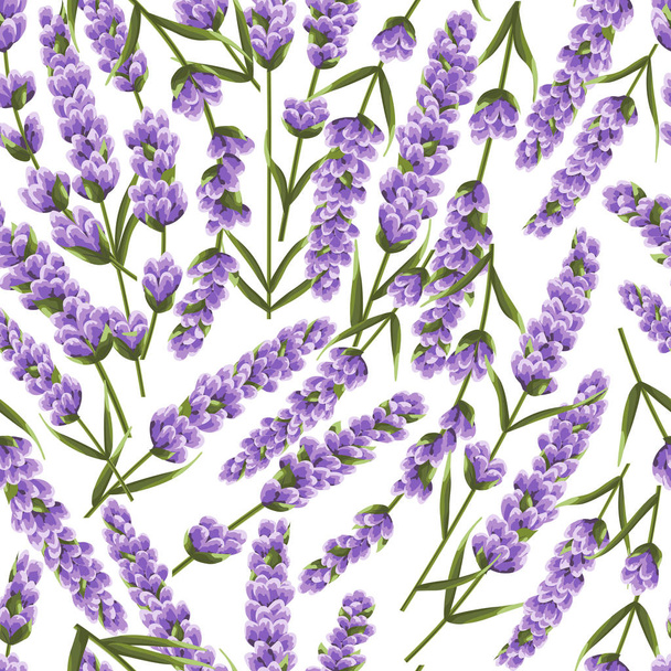 seamless pattern of purple lavender flowers, watercolor style flowers. elegant flowers. vector backgroun - ベクター画像