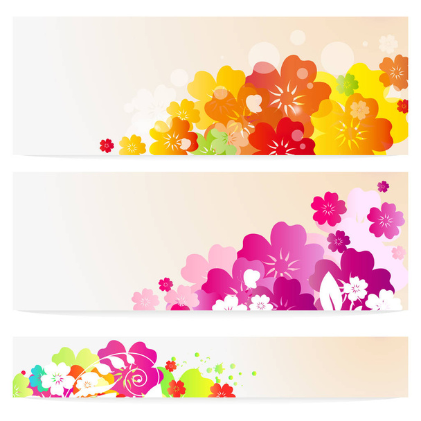 wedding banners with beautiful flowers isolated on white background, vector, illustration - Vetor, Imagem