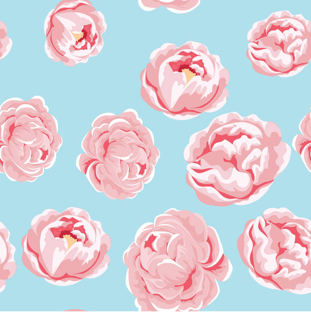 seamless pattern of pink peony flowers. vector illustration for fabric, greeting cards, packings - Vektor, Bild