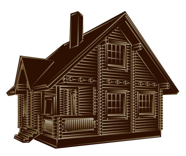 Sketch of wooden house.  - Vector, Image