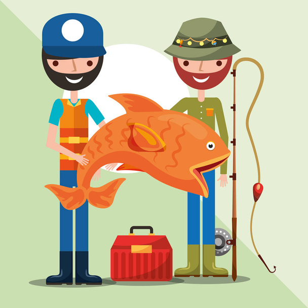pescador desenho animado pesca
 - Vetor, Imagem