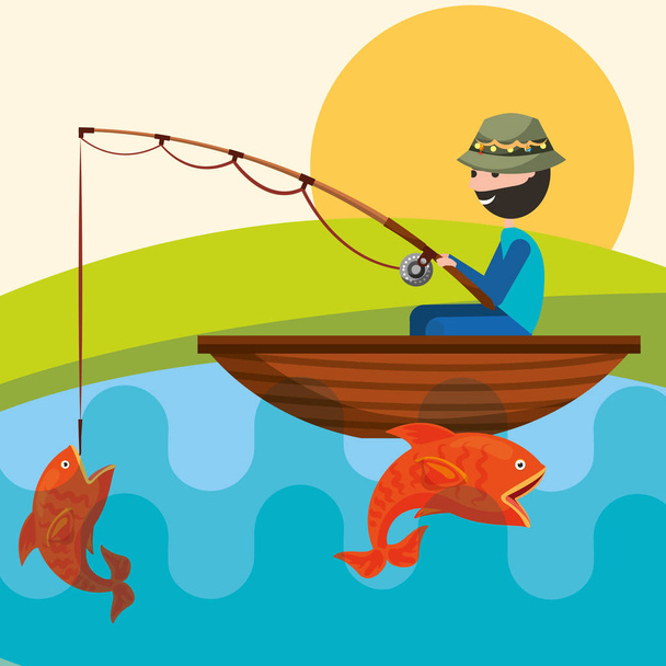 kalastus ihmiset sarjakuva
 - Vektori, kuva