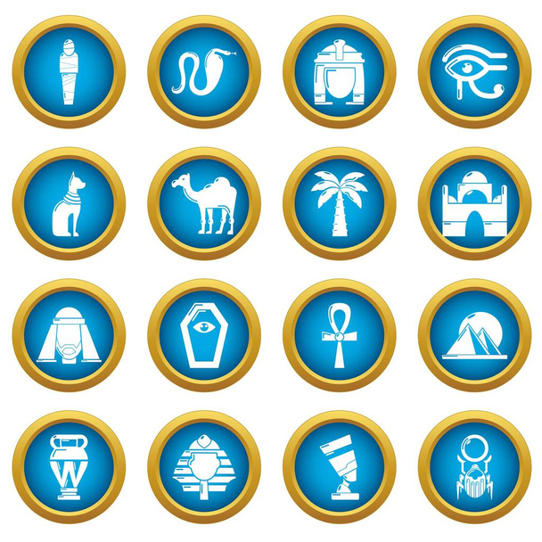 Egypt travel icons set. Simple illustration of 16 Egypt travel vector icons for web - Вектор,изображение