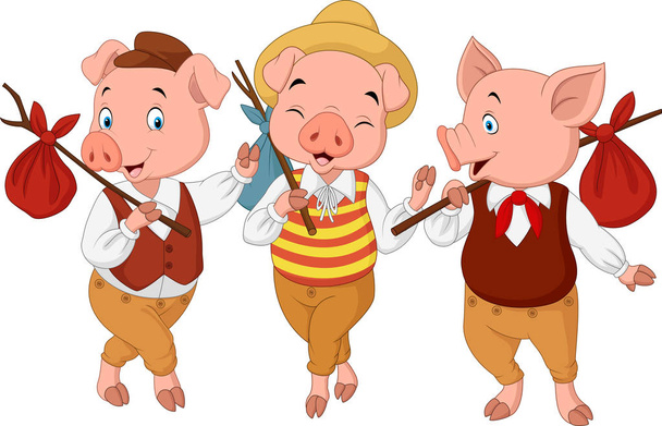 Cartoon three little pigs - Vector, Image